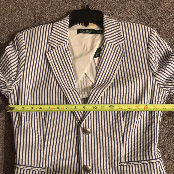 Lauren Ralph Lauren Seersucker Striped Jacket Blazer NWT - Picture 8 of 8